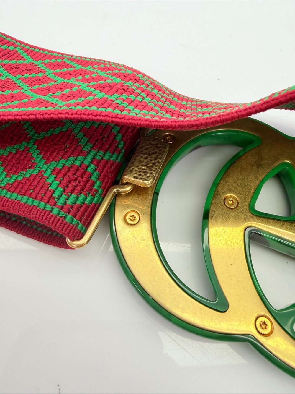 Gucci Diamanté Elastic Plexiglass Logo Buckle Wide Waist Belt 80/32 - Picture 7 of 10